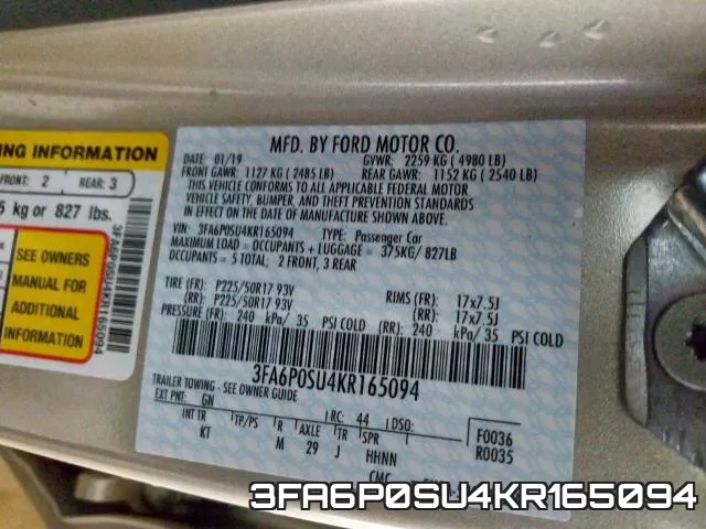 3FA6P0SU4KR165094 фото 2