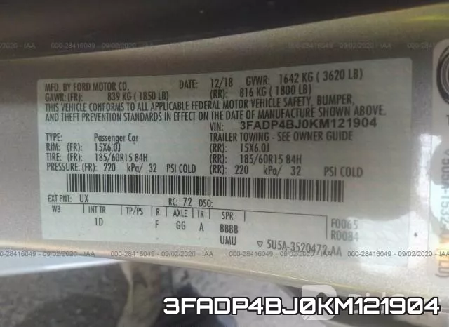 3FADP4BJ0KM121904 фото 10