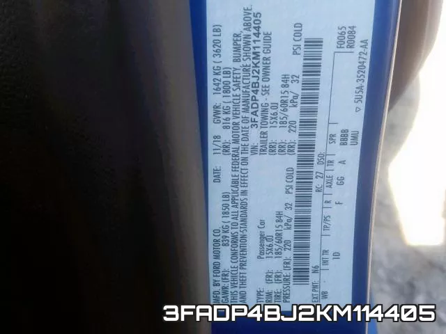 3FADP4BJ2KM114405 фото 2