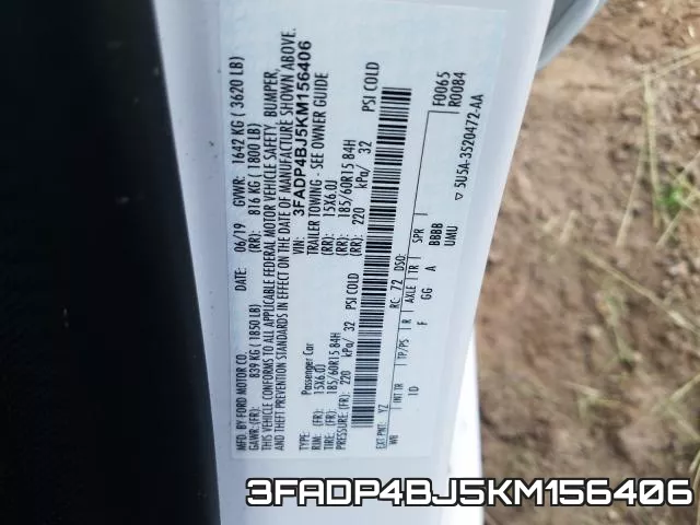 3FADP4BJ5KM156406 фото 2