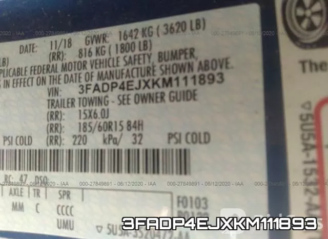 3FADP4EJXKM111893 фото 10