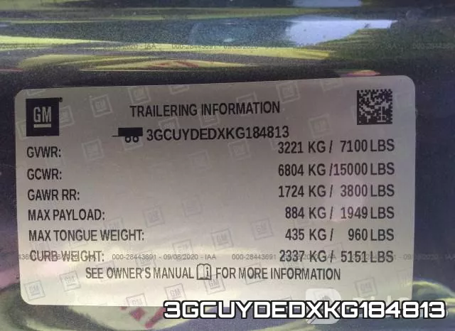 3GCUYDEDXKG184813 фото 10