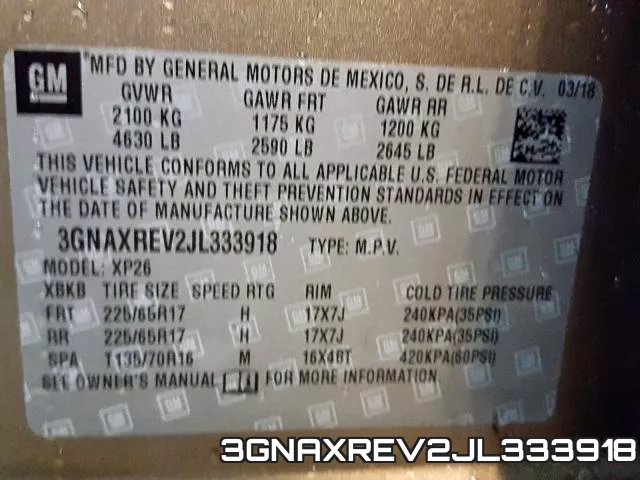 3GNAXREV2JL333918 фото 2