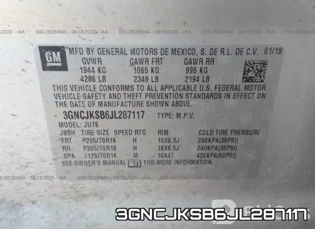 3GNCJKSB6JL287117 фото 10