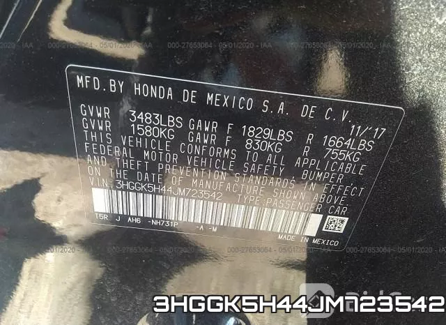 3HGGK5H44JM723542 фото 9