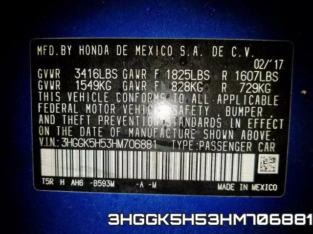 3HGGK5H53HM706881 фото 2