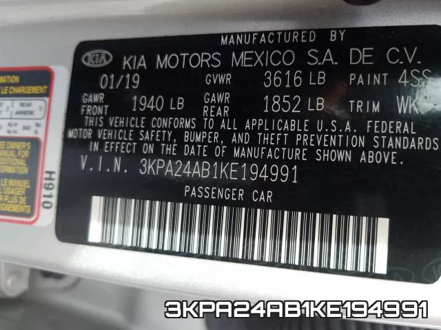3KPA24AB1KE194991 фото 2