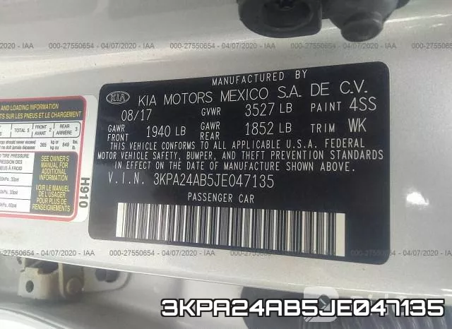 3KPA24AB5JE047135 фото 10