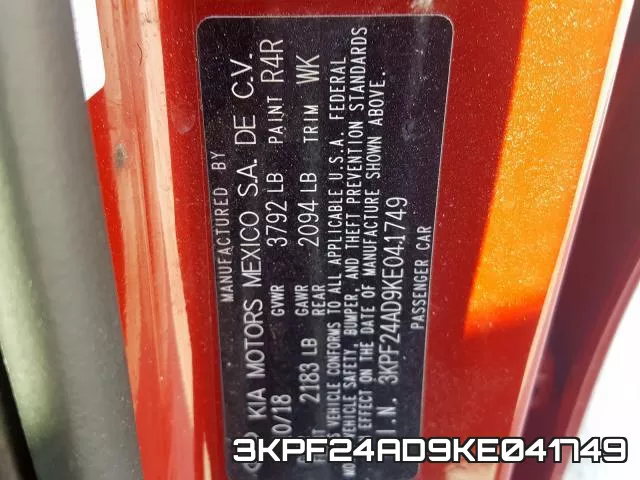 3KPF24AD9KE041749 фото 2