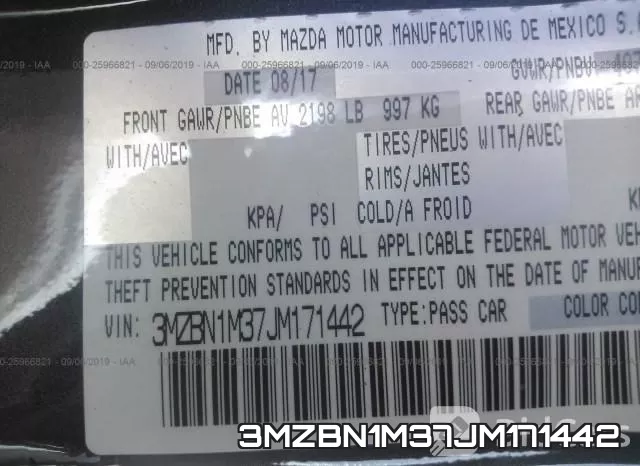 3MZBN1M37JM171442 фото 10