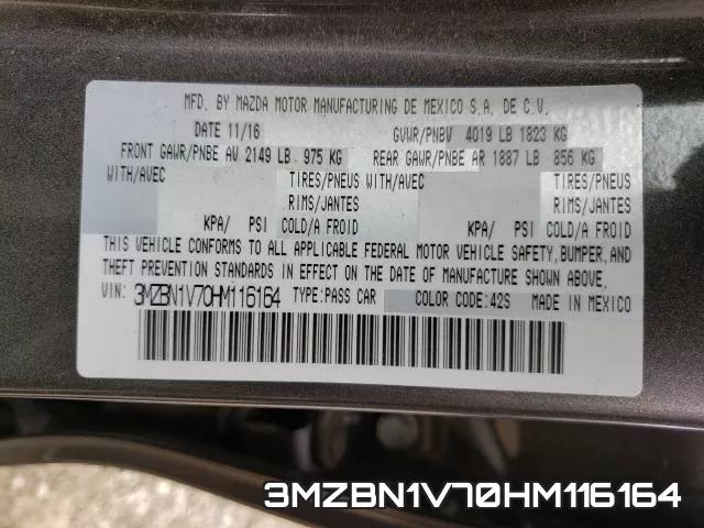 3MZBN1V70HM116164 фото 2