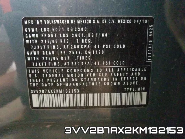 3VV2B7AX2KM132153 фото 2