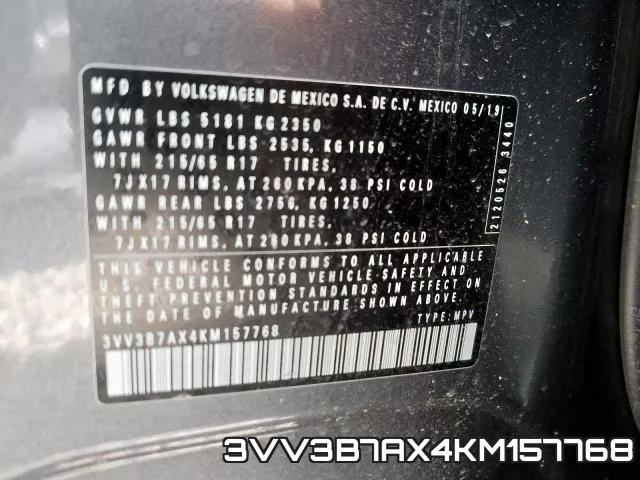3VV3B7AX4KM157768 фото 2
