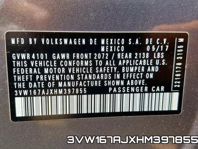 3VW167AJXHM397855 фото 2
