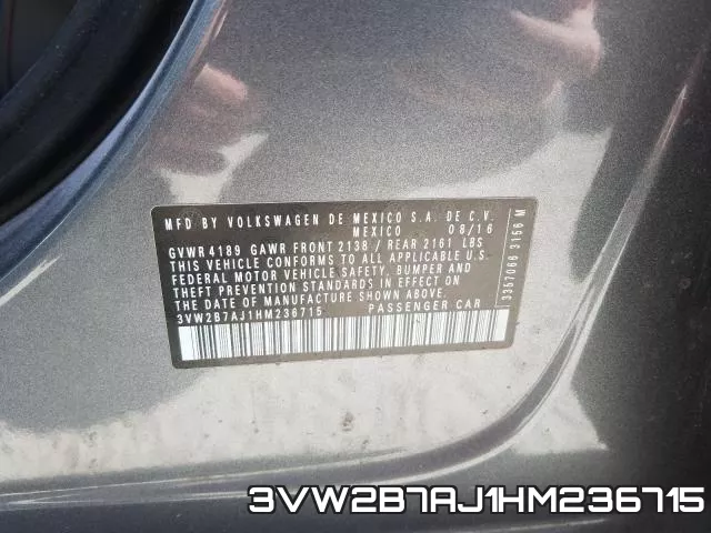3VW2B7AJ1HM236715 фото 2