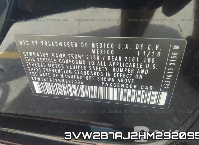3VW2B7AJ2HM292095 фото 10