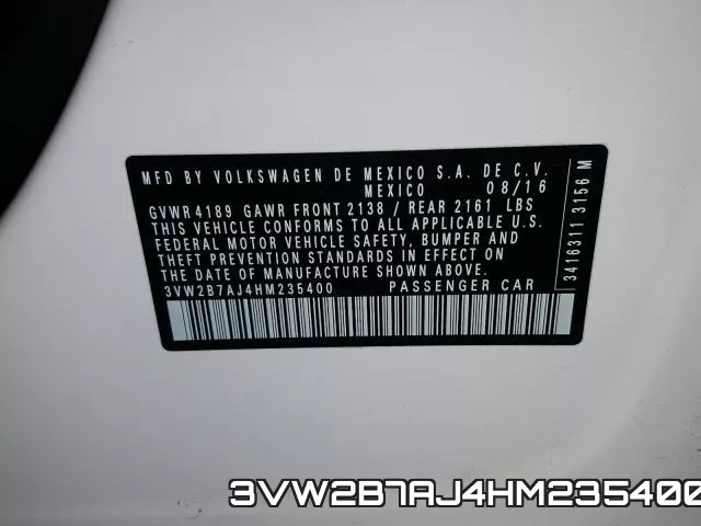 3VW2B7AJ4HM235400 фото 2