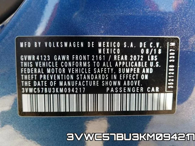 3VWC57BU3KM094217 фото 2