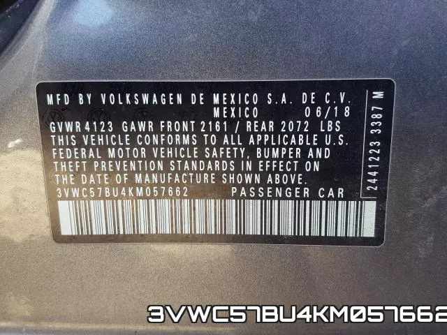 3VWC57BU4KM057662 фото 2