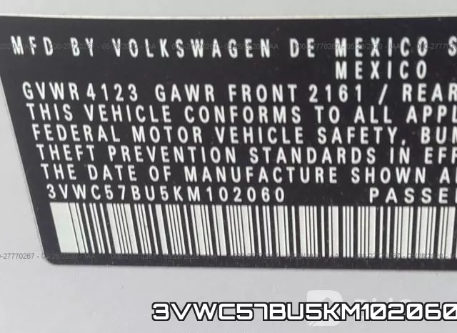 3VWC57BU5KM102060 фото 10