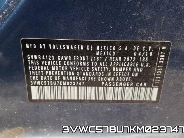 3VWC57BU7KM023747 фото 2