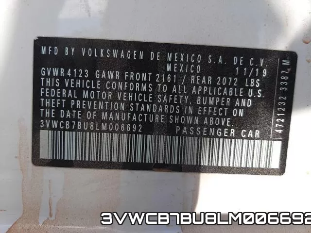 3VWCB7BU8LM006692 фото 2