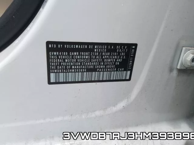 3VWDB7AJ3HM393896 фото 2