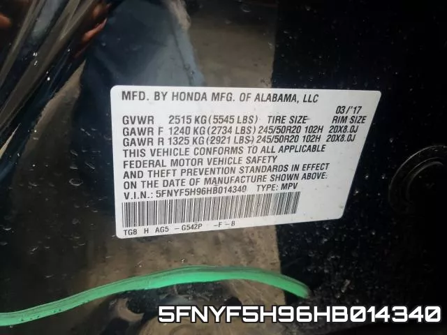 5FNYF5H96HB014340 фото 2