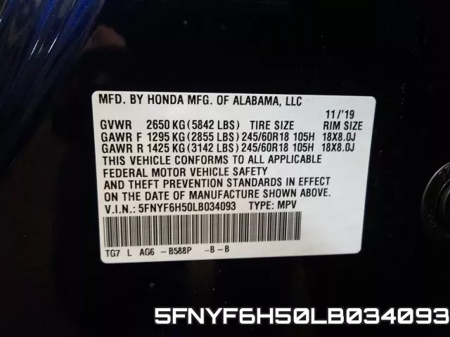 5FNYF6H50LB034093 фото 2