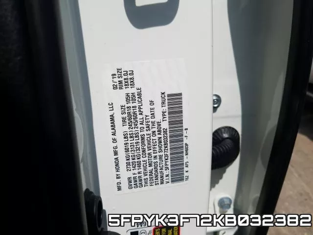 5FPYK3F72KB032382 фото 2