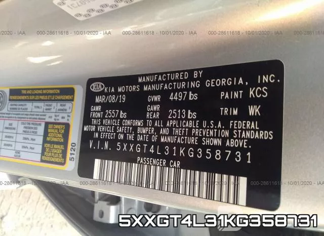 5XXGT4L31KG358731 фото 9