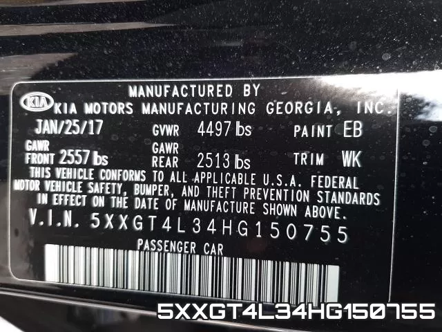 5XXGT4L34HG150755 фото 2