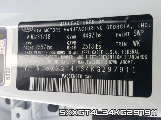 5XXGT4L34KG297911 фото 2