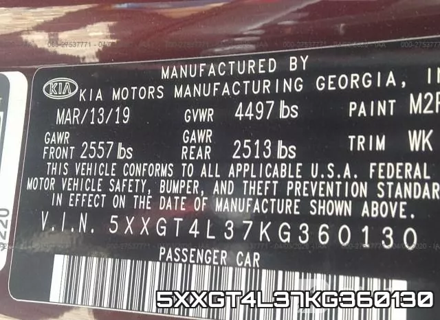5XXGT4L37KG360130 фото 10