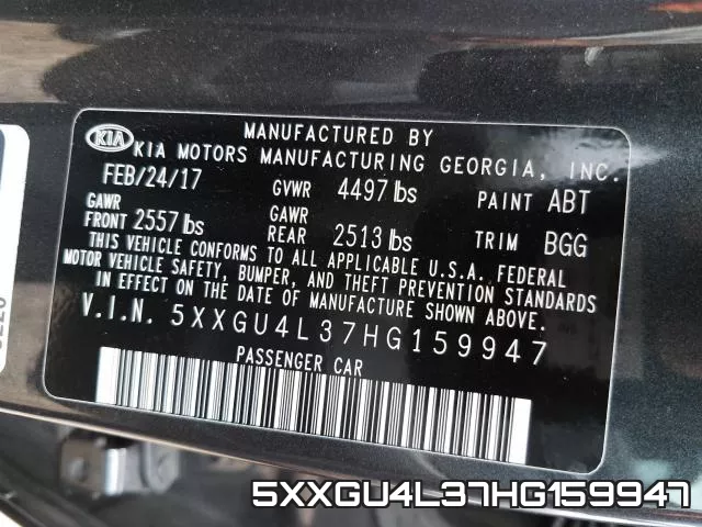 5XXGU4L37HG159947 фото 2