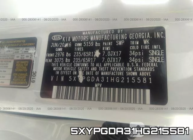 5XYPGDA31HG215581 фото 10
