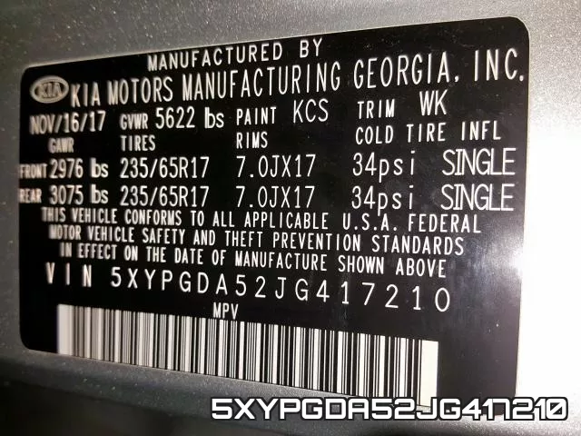 5XYPGDA52JG417210 фото 2