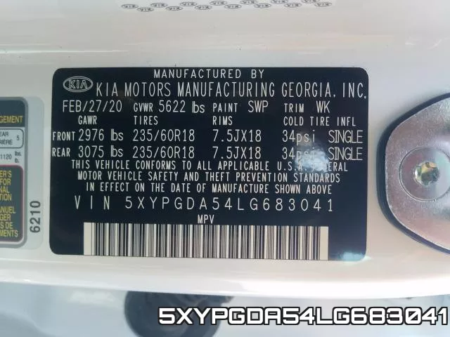 5XYPGDA54LG683041 фото 2