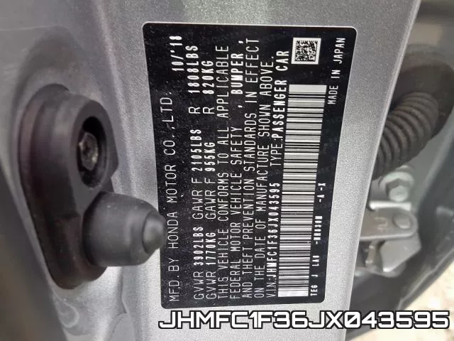 JHMFC1F36JX043595 фото 2