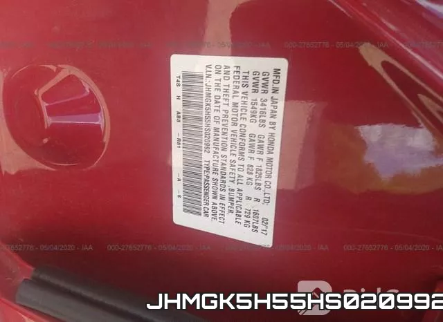 JHMGK5H55HS020992 фото 10