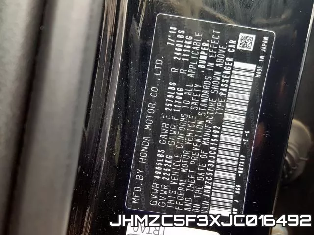 JHMZC5F3XJC016492 фото 2