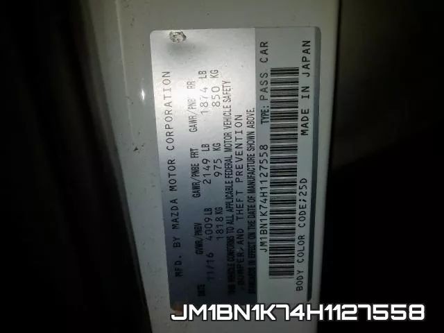 JM1BN1K74H1127558 фото 2