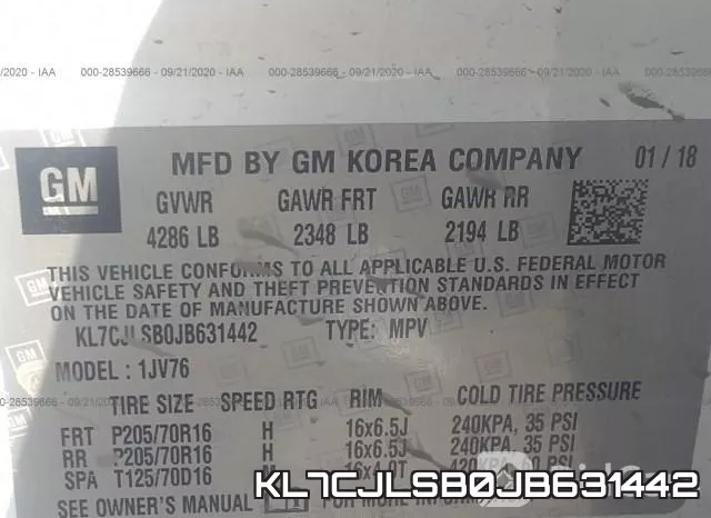 KL7CJLSB0JB631442 фото 10