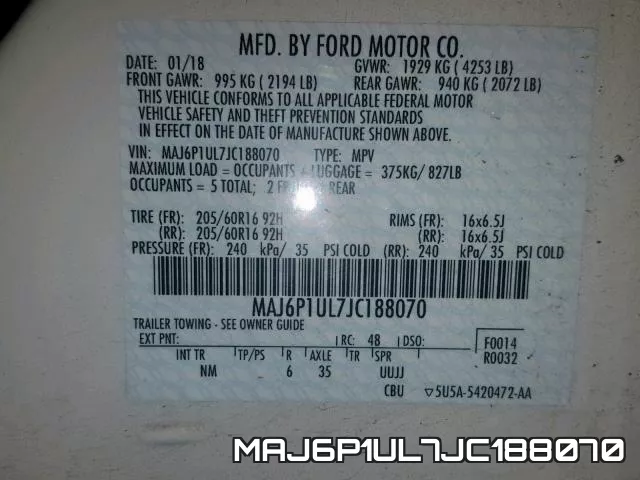 MAJ6P1UL7JC188070 фото 2