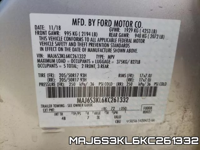 MAJ6S3KL6KC261332 фото 2