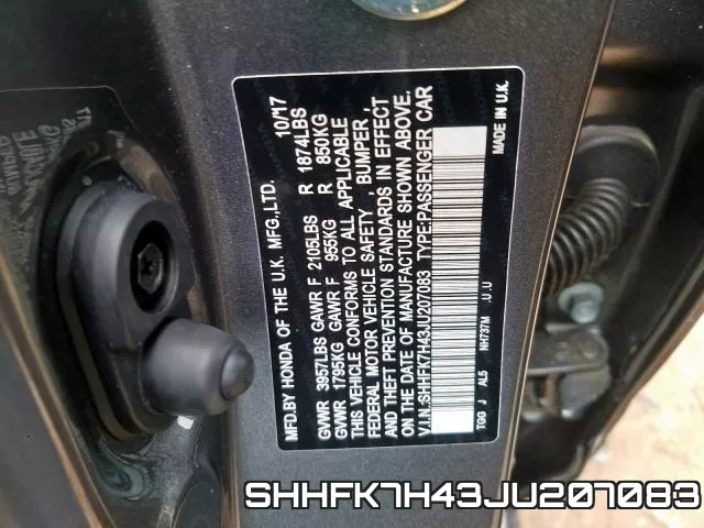 SHHFK7H43JU207083 фото 2