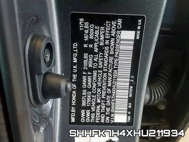 SHHFK7H4XHU211934 фото 2