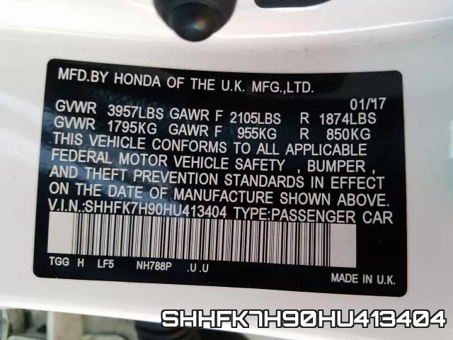 SHHFK7H90HU413404 фото 2