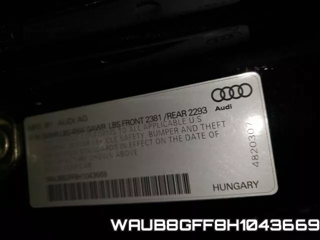WAUB8GFF8H1043669 фото 2