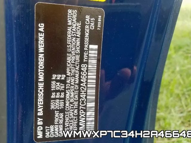 WMWXP7C34H2A46648 фото 2
